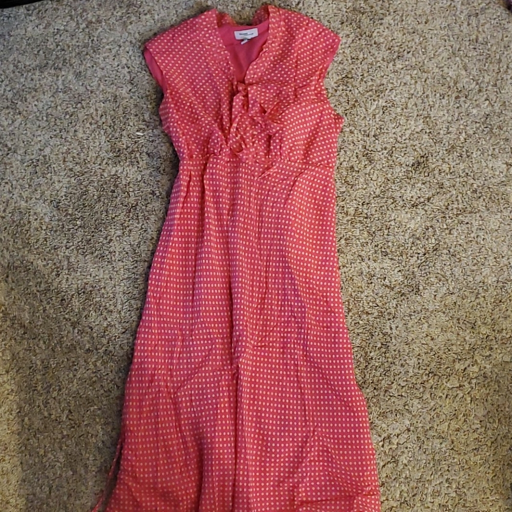 Mimi Maternity Coral Pink Polka Dot Maternity Dress